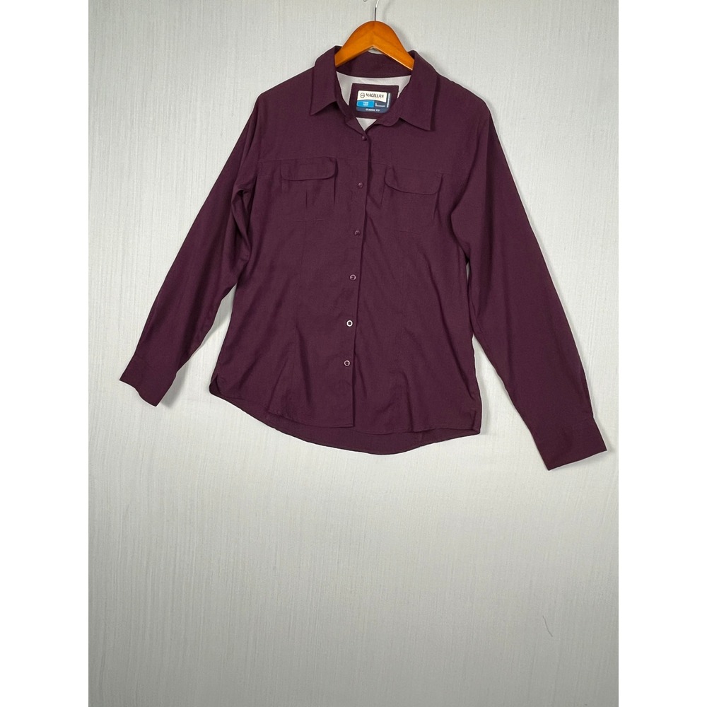 Magellan Outdoors Fishing‎ Shirt Womens L Purple Button Down Gorpcore Hiking